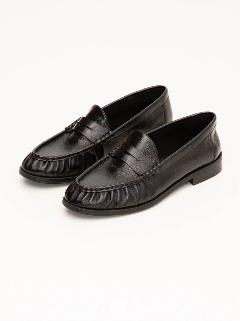 Women's Black Leather Penny Loafers